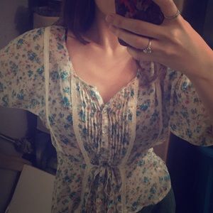 3️⃣ for $13 vintage floral top blouse chiffon